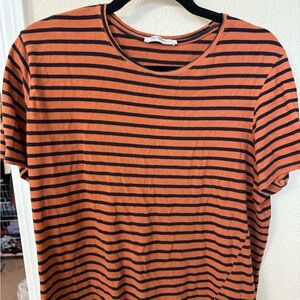 Orange and Navy Striped T-Shirt